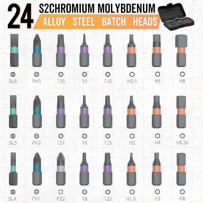 🔥🔥24 in 1 DlY Screwdriver Set Magnetic Compact and Portable Ratchet Screwdriver